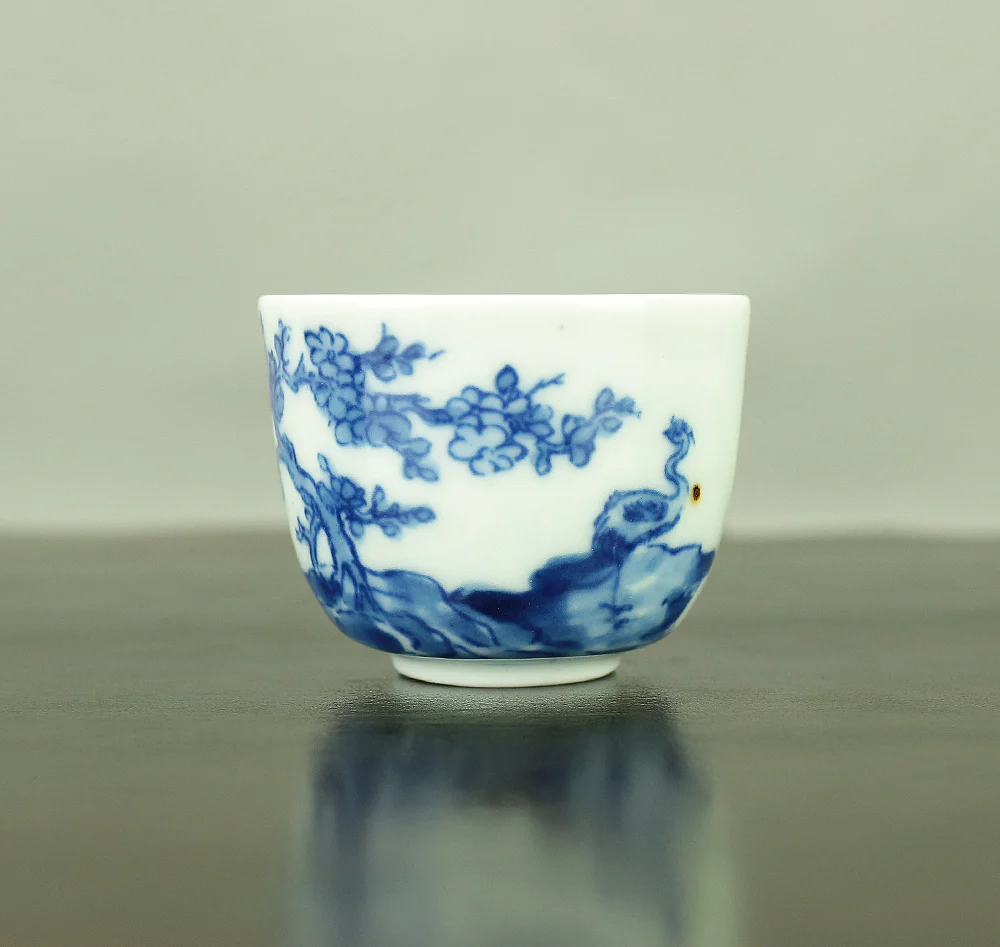 玩玉 Chinese Blue and White Small Cup Ming Dynasty Porcelain with underglaze cobalt-blue VA489 - Image 2