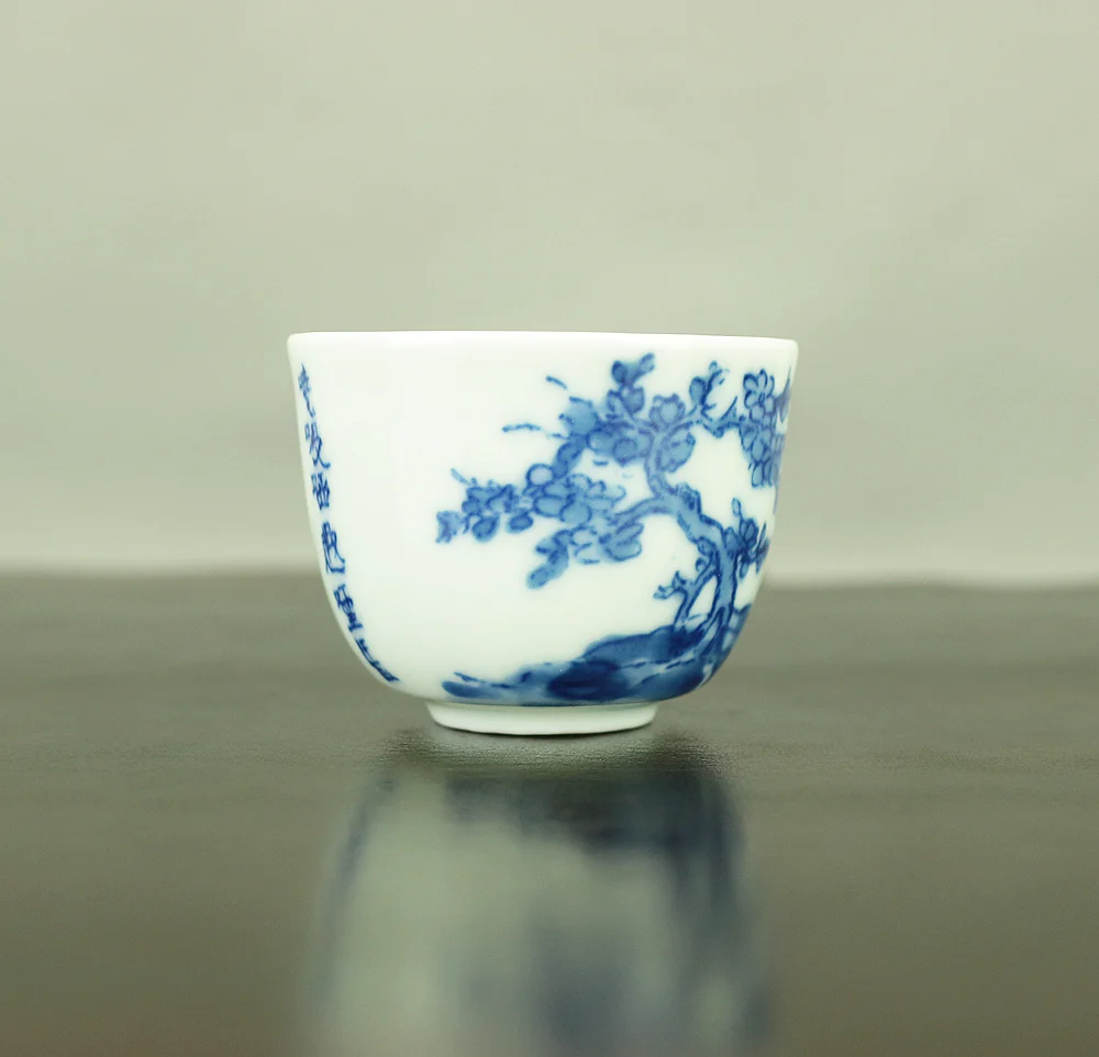 玩玉 Chinese Blue and White Small Cup Ming Dynasty Porcelain with underglaze cobalt-blue VA489 - Image 4