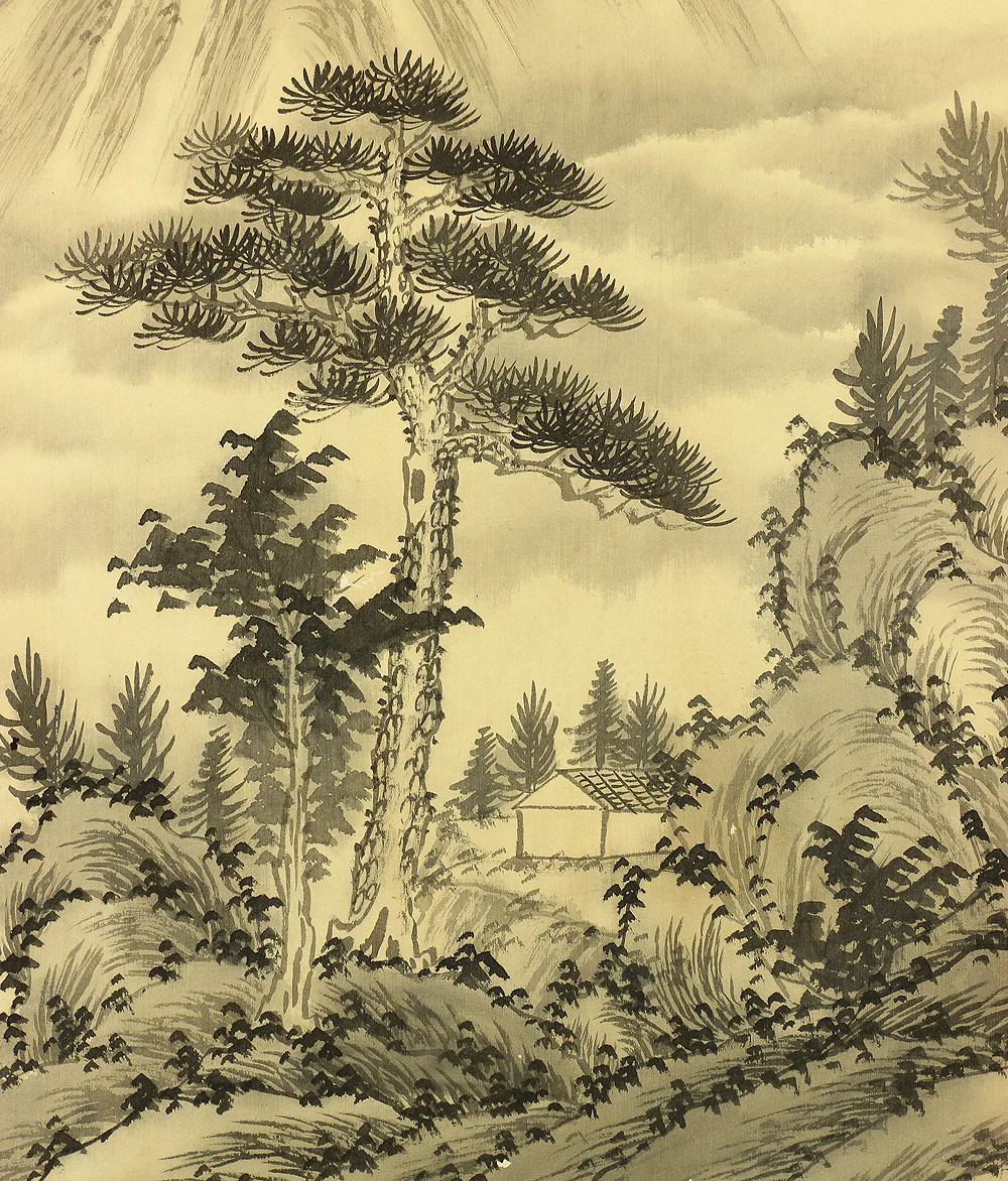 静湖 Chinese Kakejiku Kakemono wall Hanging scroll / Waterfall Clouded Mountains Landscape Sansui A720 - Image 10