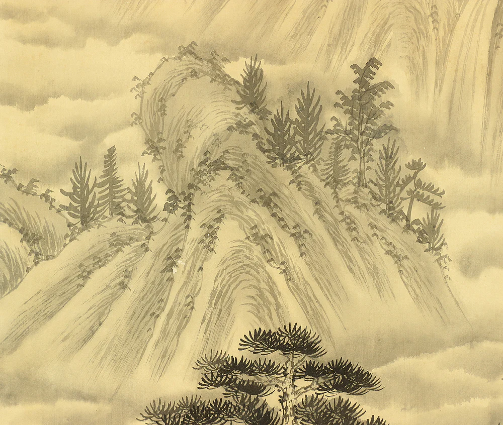 静湖 Chinese Kakejiku Kakemono wall Hanging scroll / Waterfall Clouded Mountains Landscape Sansui A720 - Image 9