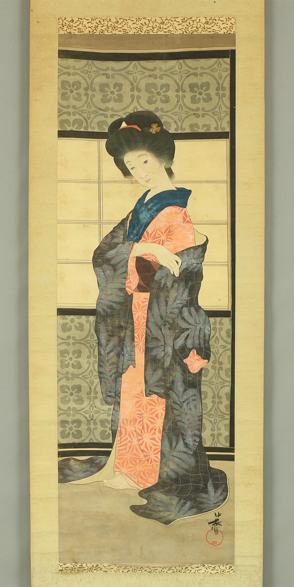 中敬 ChuKei Japanese art kakejiku kakemono wall hanging scroll / Beautiful Woman RB341