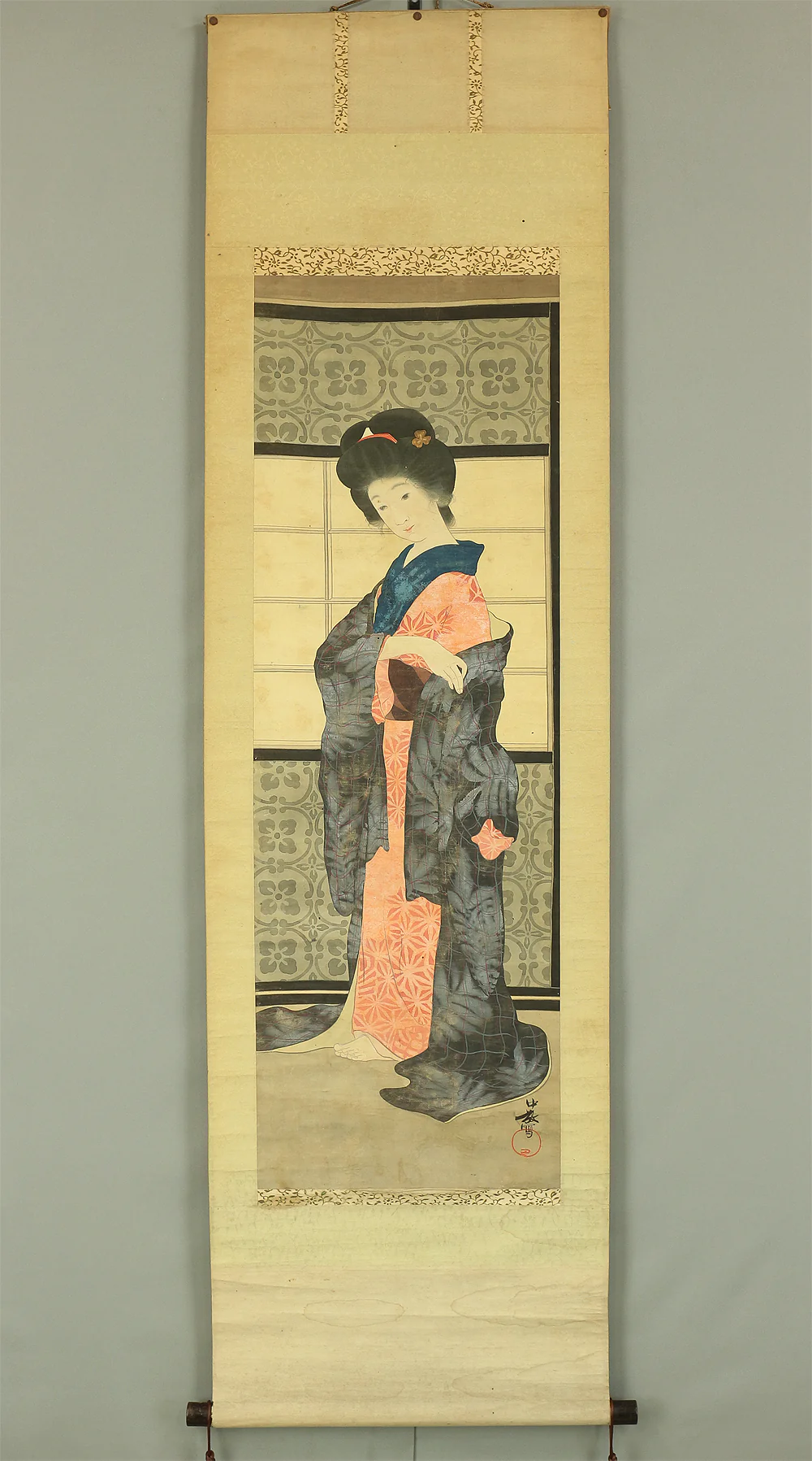 中敬 ChuKei Japanese art kakejiku kakemono wall hanging scroll / Beautiful Woman RB341 - Image 2