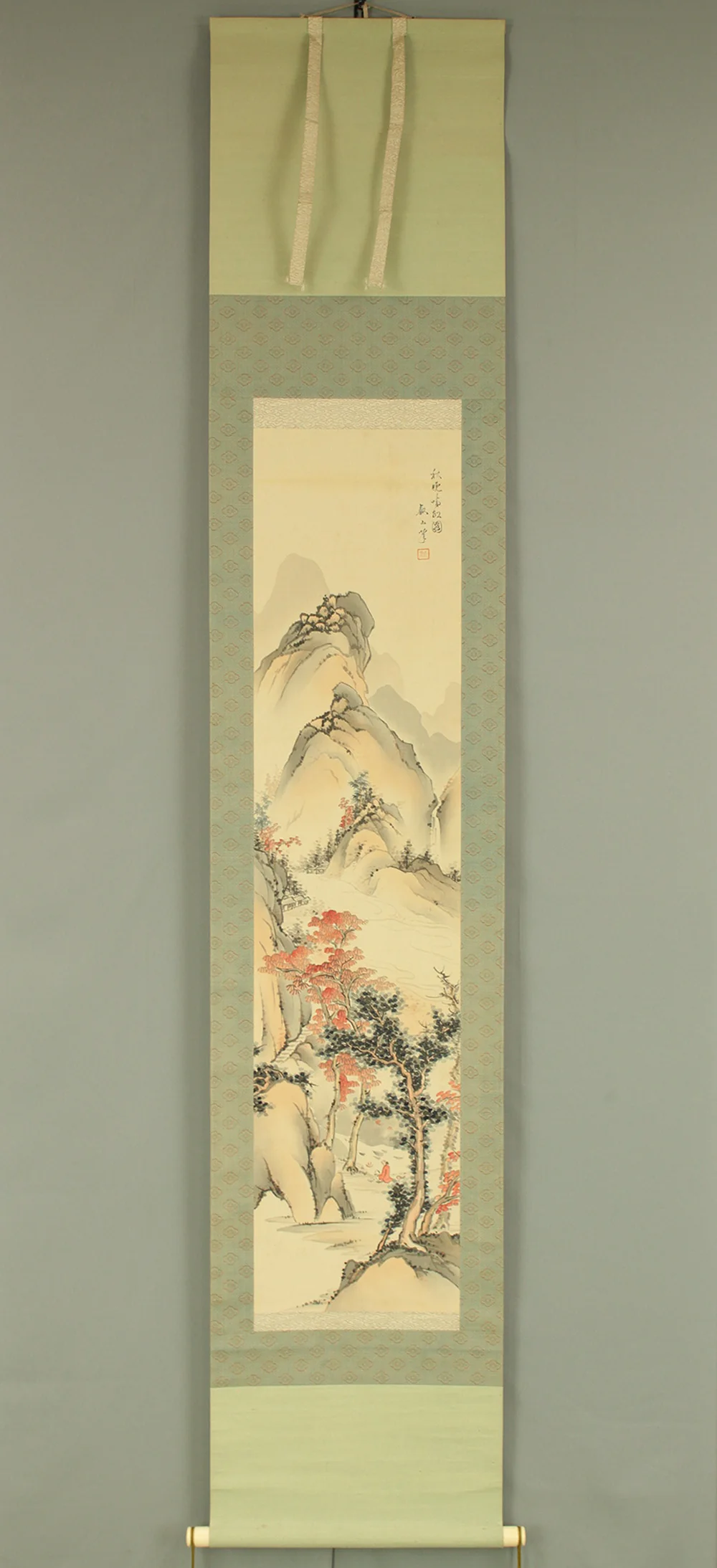 叡山 Eizan Japanese art kakejiku kakemono wall hanging scroll / Autumn Mountains Landscapes and Waterfalls with Original Box (Tomobako) RD454 - Image 2