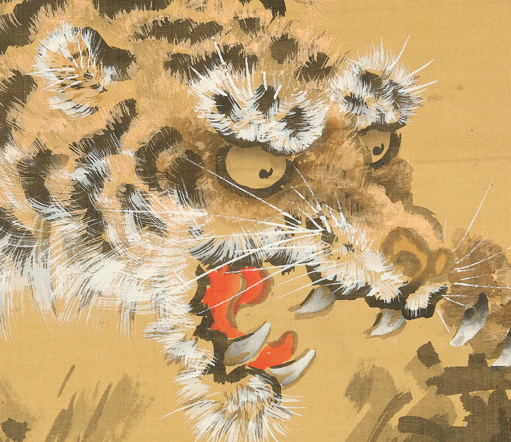 岸駒 Ganku (1749-1838) Japanese antique art kakejiku kakemono wall hanging scroll / Roaring Fierce Tiger and Bamboo with Box RE931 - Image 12