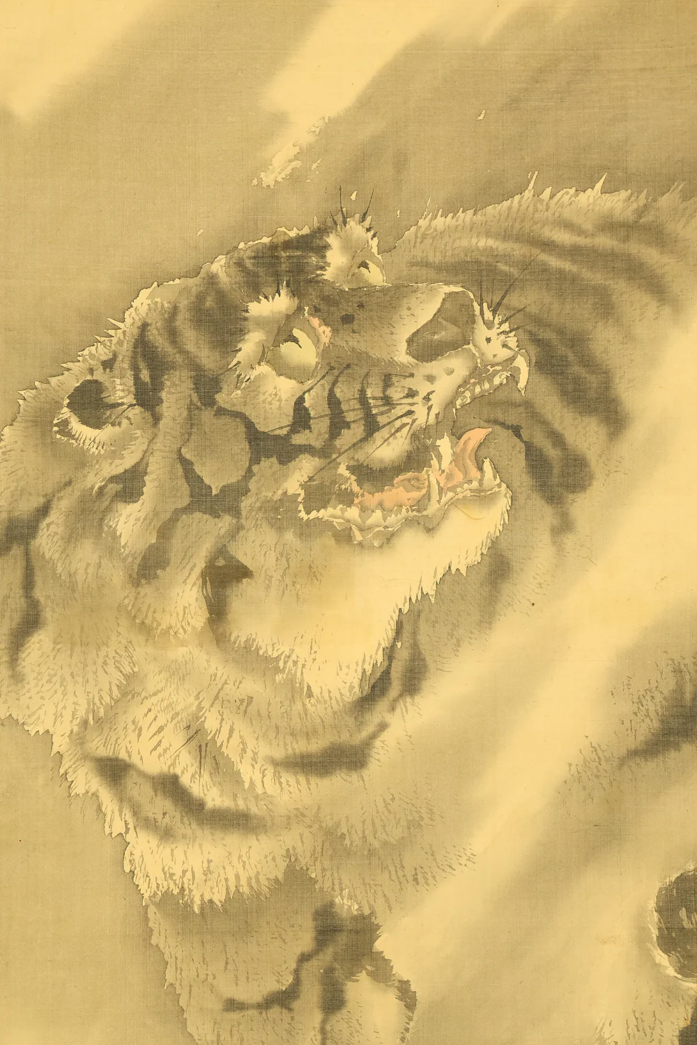 岸駒 Ganku (1749-1838) Japanese art a set of three kakejiku kakemono wall hanging scrolls / Jurojin (God of longevity), Dragon, and Tiger with Box RD815 - Image 31