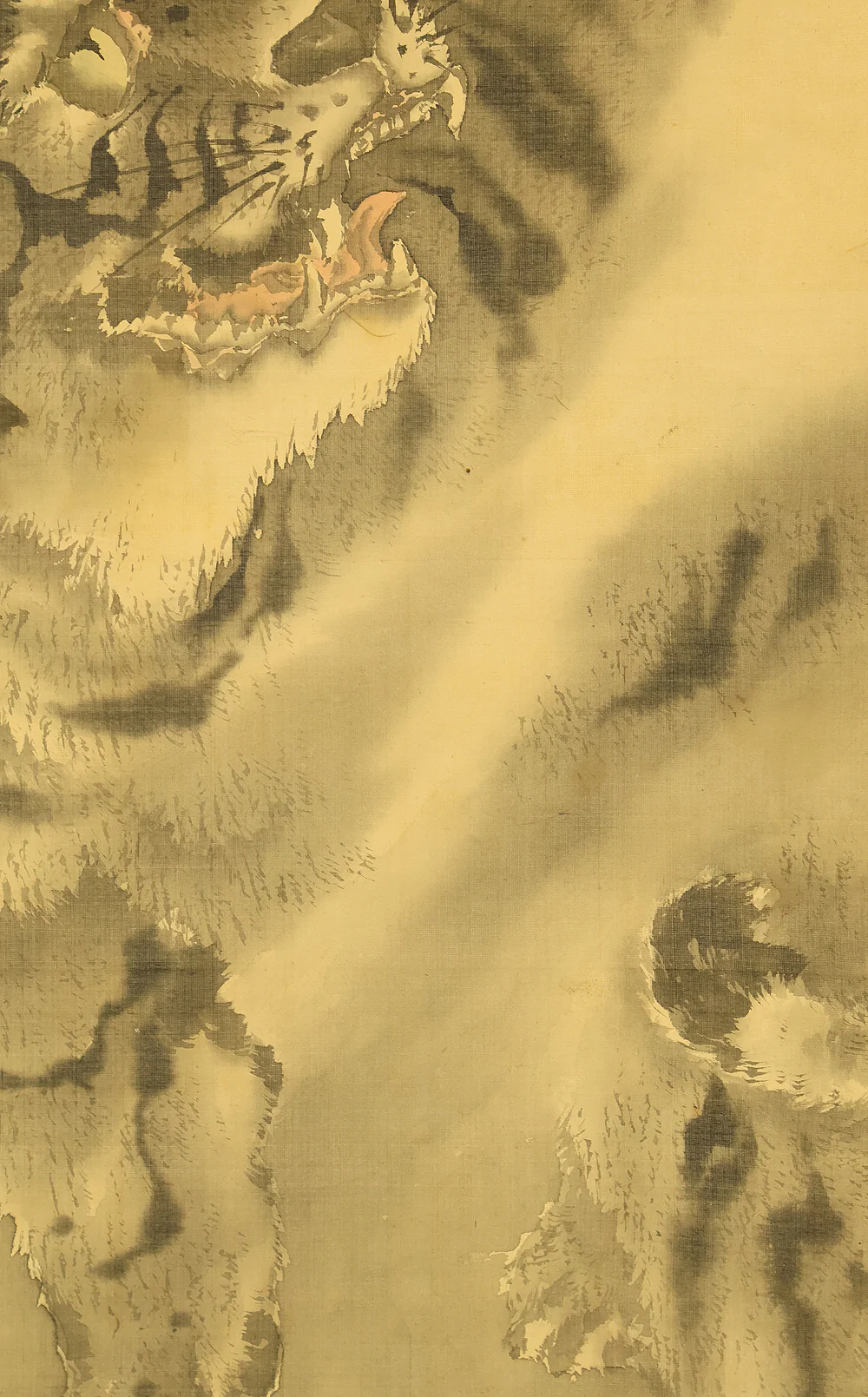 岸駒 Ganku (1749-1838) Japanese art a set of three kakejiku kakemono wall hanging scrolls / Jurojin (God of longevity), Dragon, and Tiger with Box RD815 - Image 34