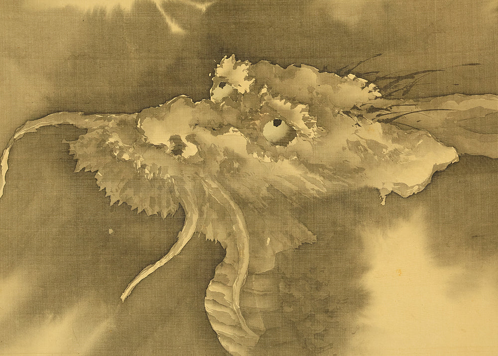 岸駒 Ganku (1749-1838) Japanese art a set of three kakejiku kakemono wall hanging scrolls / Jurojin (God of longevity), Dragon, and Tiger with Box RD815 - Image 6