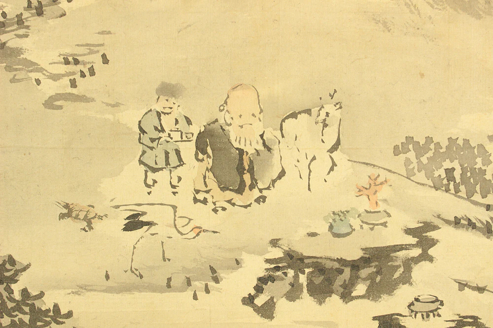 岸駒 Ganku (1749-1838) Japanese art a set of three kakejiku kakemono wall hanging scrolls / Mountains Rivers People Landscapes RC844 - Image 20