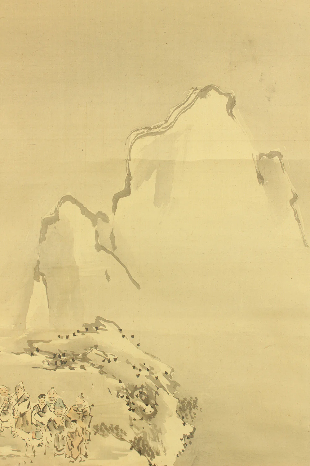 岸駒 Ganku (1749-1838) Japanese art a set of three kakejiku kakemono wall hanging scrolls / Mountains Rivers People Landscapes RC844 - Image 5