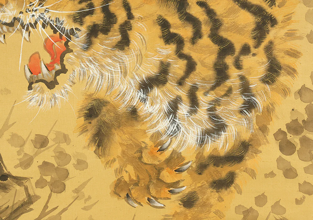 岸駒 Ganku (1749-1838) Japanese art kakejiku kakemono wall hanging scroll / Roaring Fierce Tiger and Bamboo with Box RE282 - Image 11
