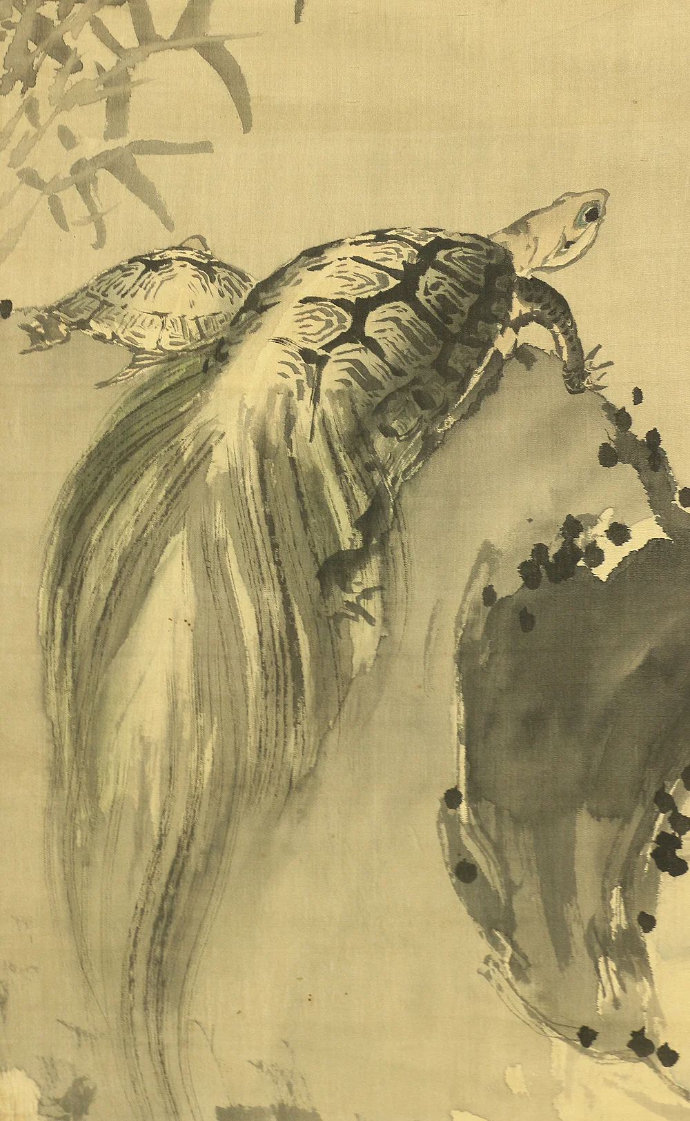 岸岱 Gantai (1782-1865) Japanese antique art Paired kakejiku kakemono wall hanging scrolls / Rising Sun Waves Cranes and Turtles with Box RB816 - Image 21