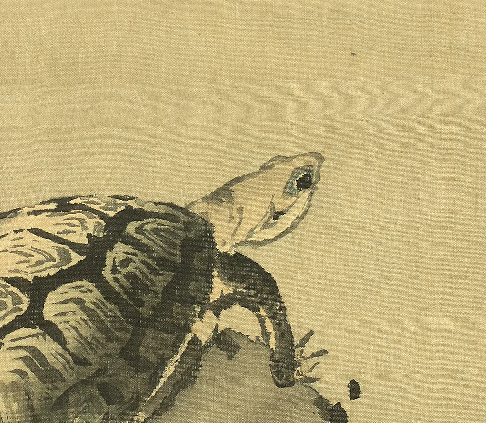 岸岱 Gantai (1782-1865) Japanese antique art Paired kakejiku kakemono wall hanging scrolls / Rising Sun Waves Cranes and Turtles with Box RB816 - Image 22