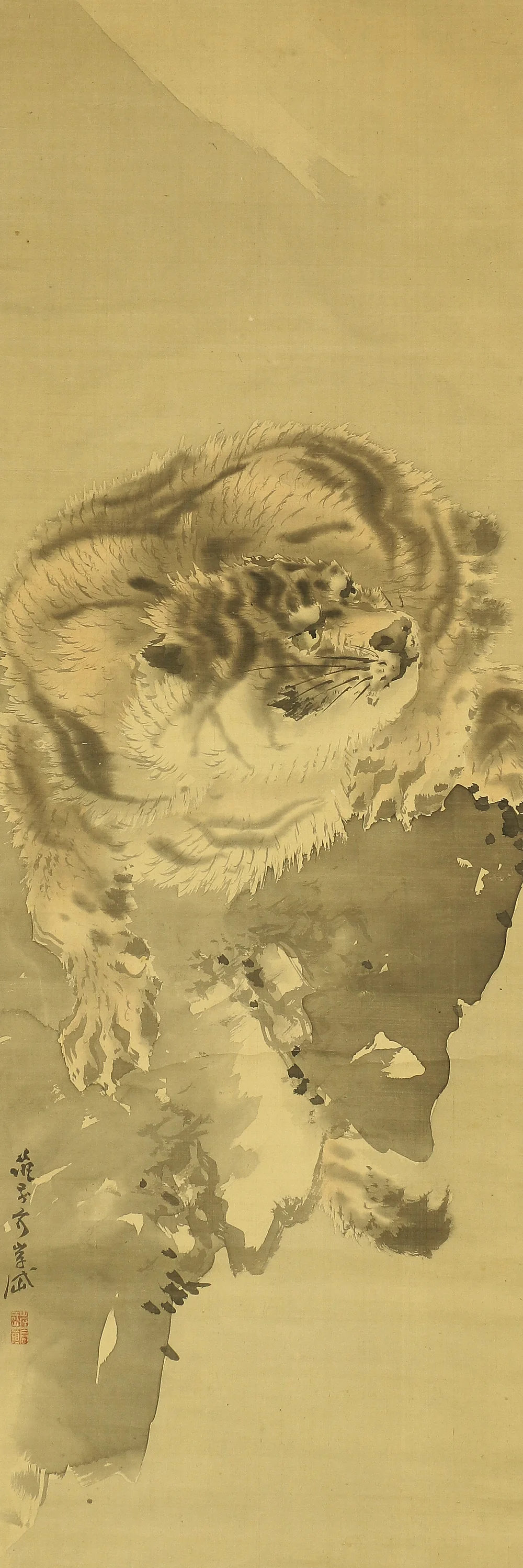 岸岱 Gantai (1782-1865) Japanese art paired kakejiku kakemono wall hanging scrolls / Dragon and Tiger RC330 - Image 14