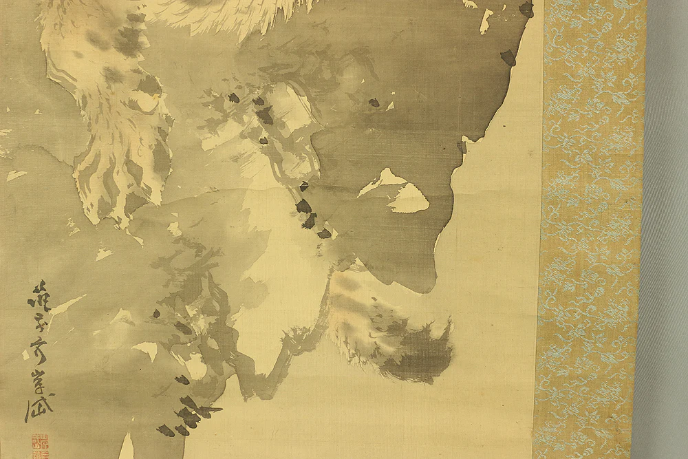 岸岱 Gantai (1782-1865) Japanese art paired kakejiku kakemono wall hanging scrolls / Dragon and Tiger RC330 - Image 22