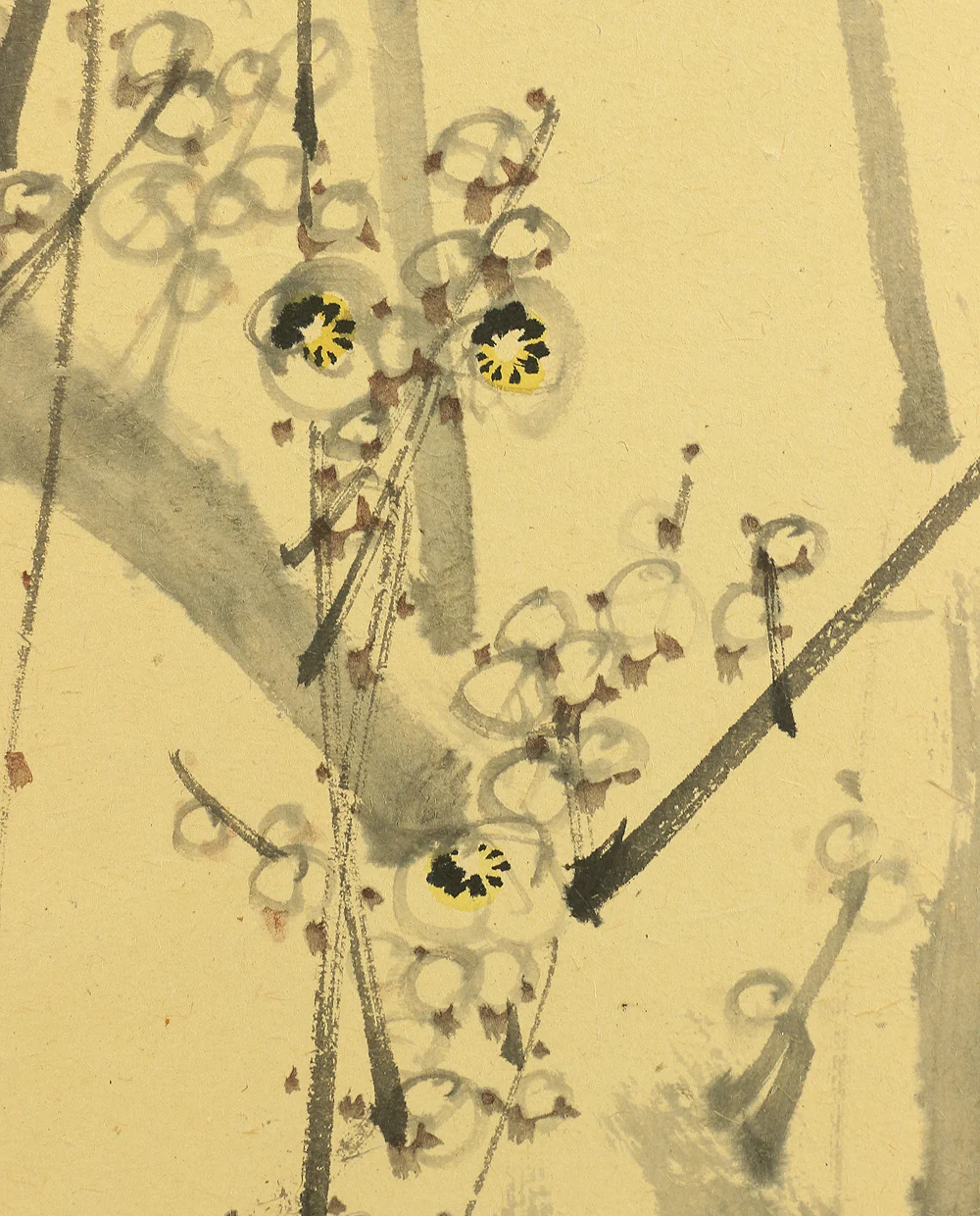 蟻峰 Giho Japanese Pair of Byobu Room divider 6 panels Folding screens "Kacho - Pine Pheasant Plum Iris Egret Willow Bellflower Wild Duck Chrysanthemum Nandina Crow Bamboo" V825 - Image 16
