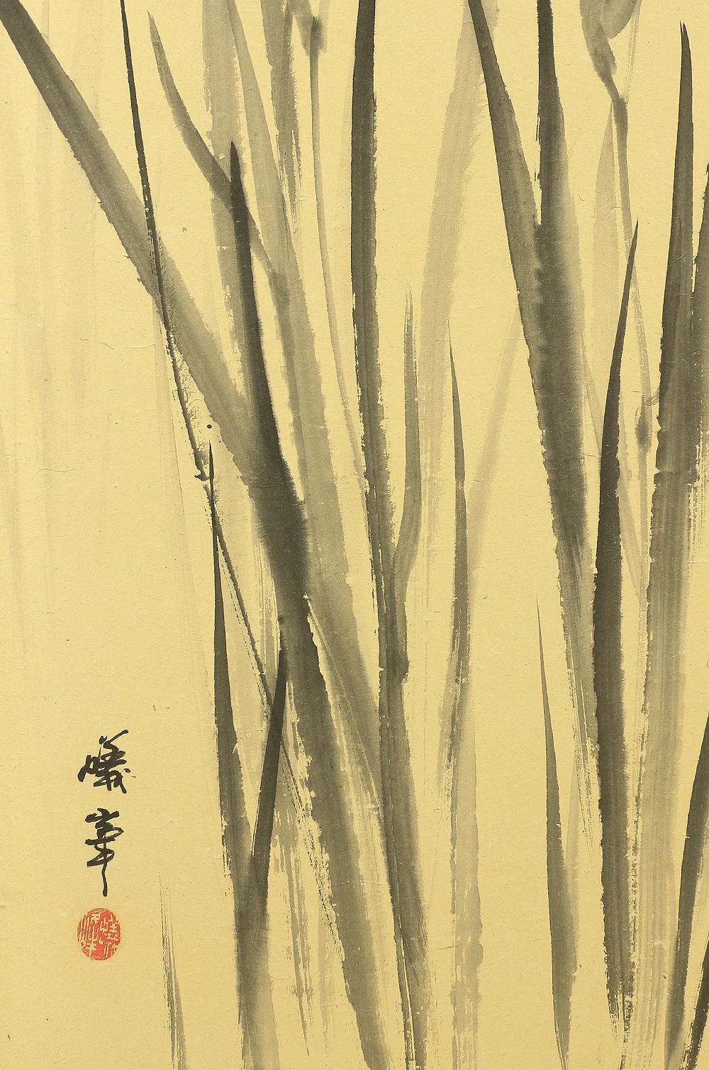 蟻峰 Giho Japanese Pair of Byobu Room divider 6 panels Folding screens "Kacho - Pine Pheasant Plum Iris Egret Willow Bellflower Wild Duck Chrysanthemum Nandina Crow Bamboo" V825 - Image 22