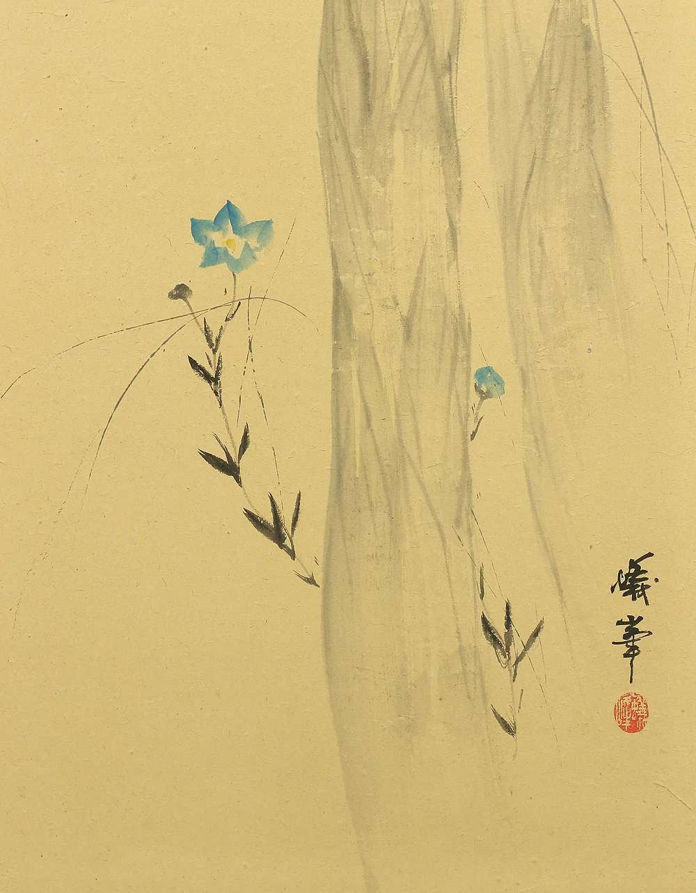 蟻峰 Giho Japanese Pair of Byobu Room divider 6 panels Folding screens "Kacho - Pine Pheasant Plum Iris Egret Willow Bellflower Wild Duck Chrysanthemum Nandina Crow Bamboo" V825 - Image 41