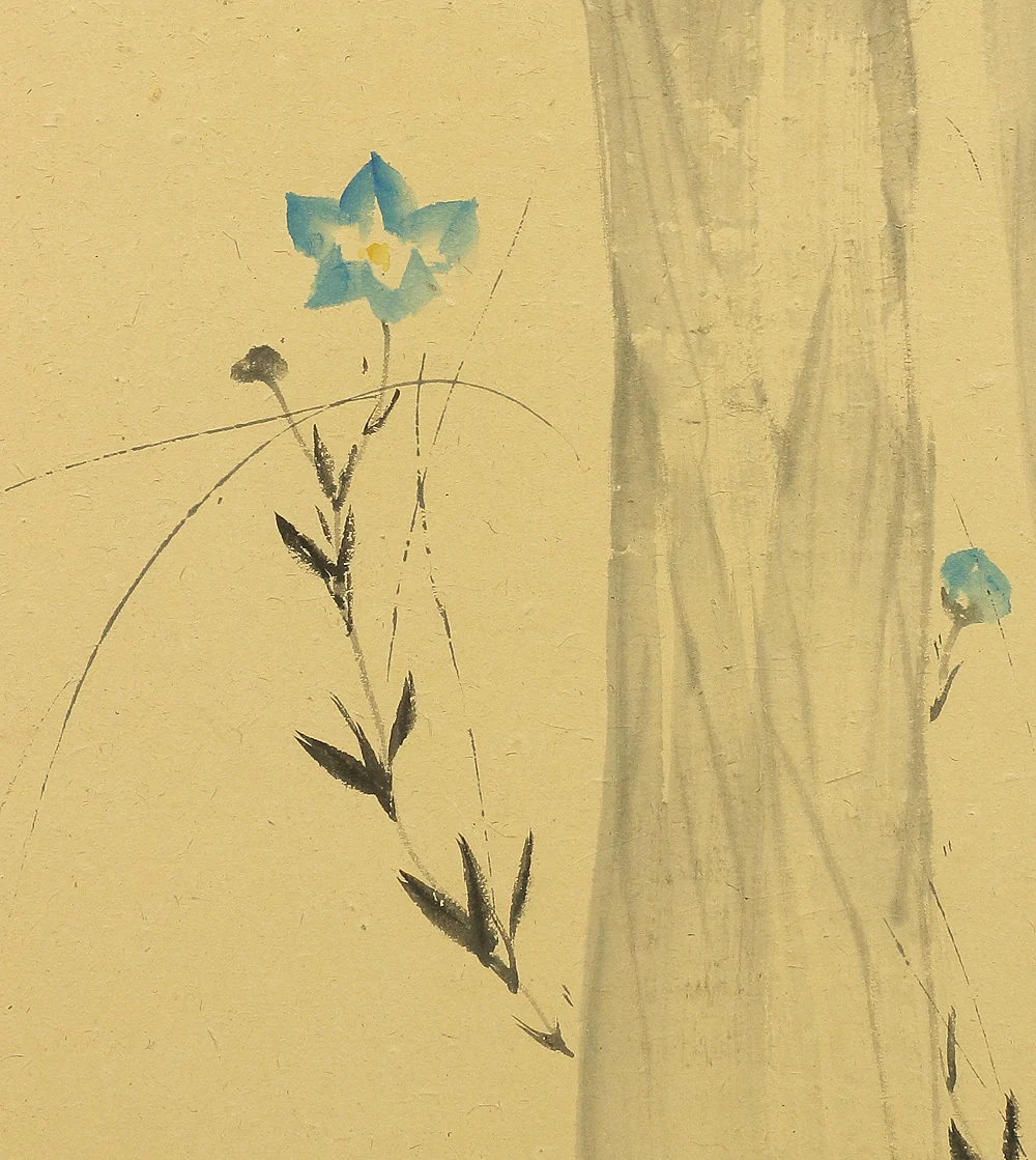 蟻峰 Giho Japanese Pair of Byobu Room divider 6 panels Folding screens "Kacho - Pine Pheasant Plum Iris Egret Willow Bellflower Wild Duck Chrysanthemum Nandina Crow Bamboo" V825 - Image 42