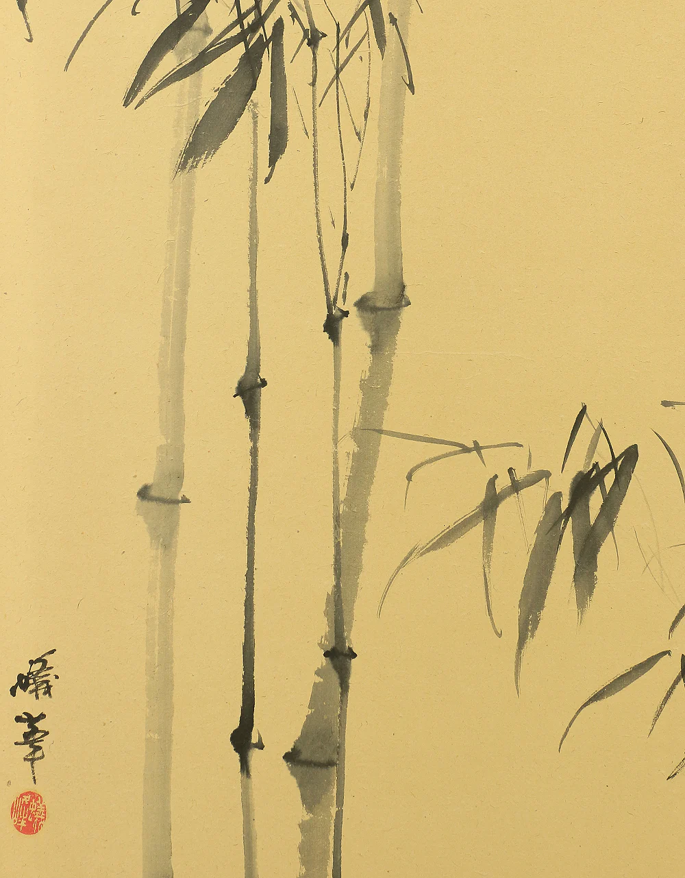 蟻峰 Giho Japanese Pair of Byobu Room divider 6 panels Folding screens "Kacho - Pine Pheasant Plum Iris Egret Willow Bellflower Wild Duck Chrysanthemum Nandina Crow Bamboo" V825 - Image 69