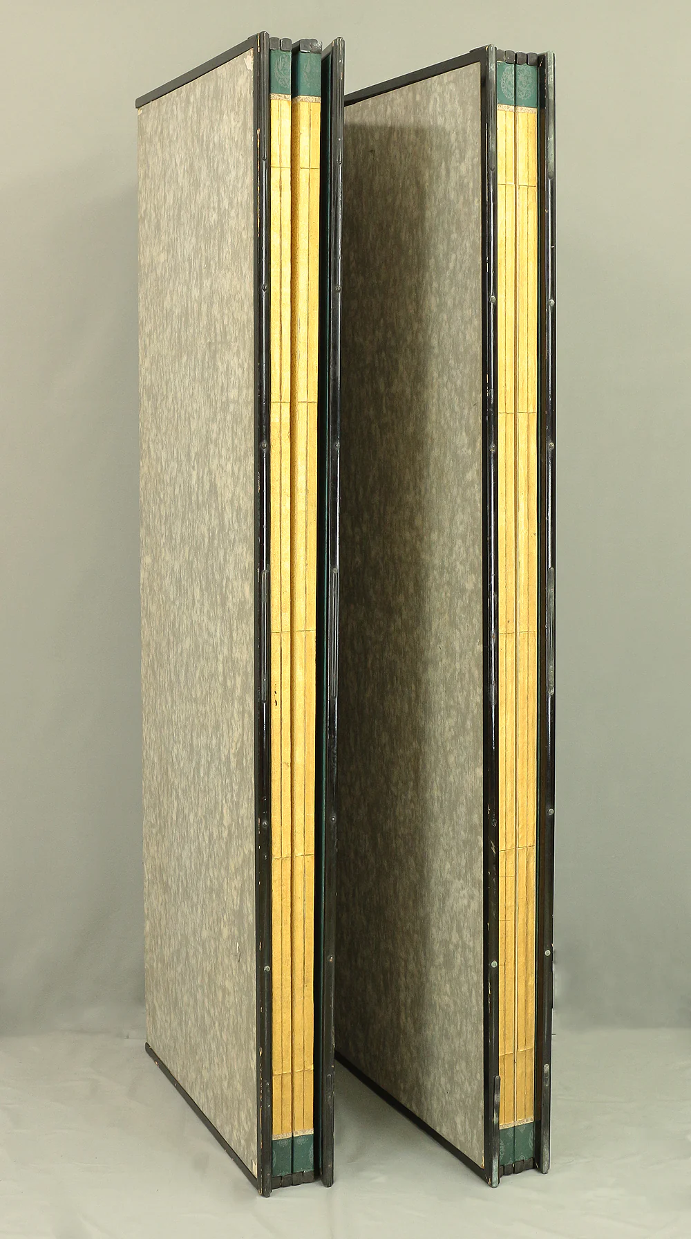 蟻峰 Giho Japanese Pair of Byobu Room divider 6 panels Folding screens "Kacho - Pine Pheasant Plum Iris Egret Willow Bellflower Wild Duck Chrysanthemum Nandina Crow Bamboo" V825 - Image 81