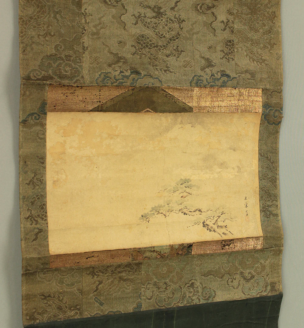 玉栄 Gyokuei Japanese antique art kakejiku kakemono wall hanging scroll / Mt. Fuji and Pine Tree with Box RC877 - Image 12