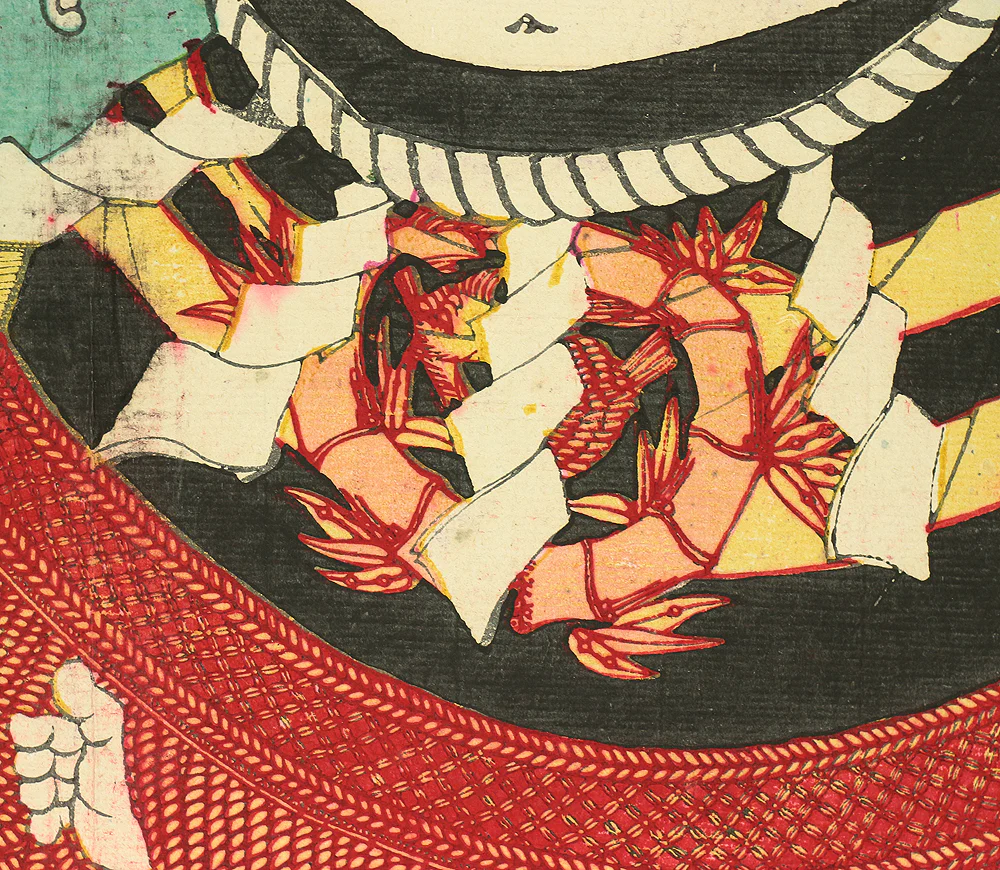 玉波 Gyokuha Japanese antique art Original Nishiki-e (brocade picture) polychrome woodblock printing 4pcs / Sumo Wrestlers 4pcs - 1900 (Meiji 33) OW189 - Image 8