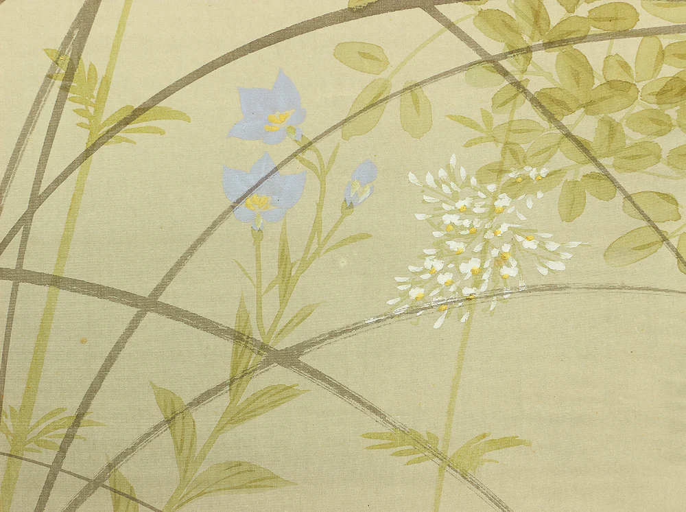 玉城 Gyokujo Japanese art kakejiku kakemono wall hanging scroll / Autumn Flowers under Full Moon and Silver Grass with Box RC527 - Image 11