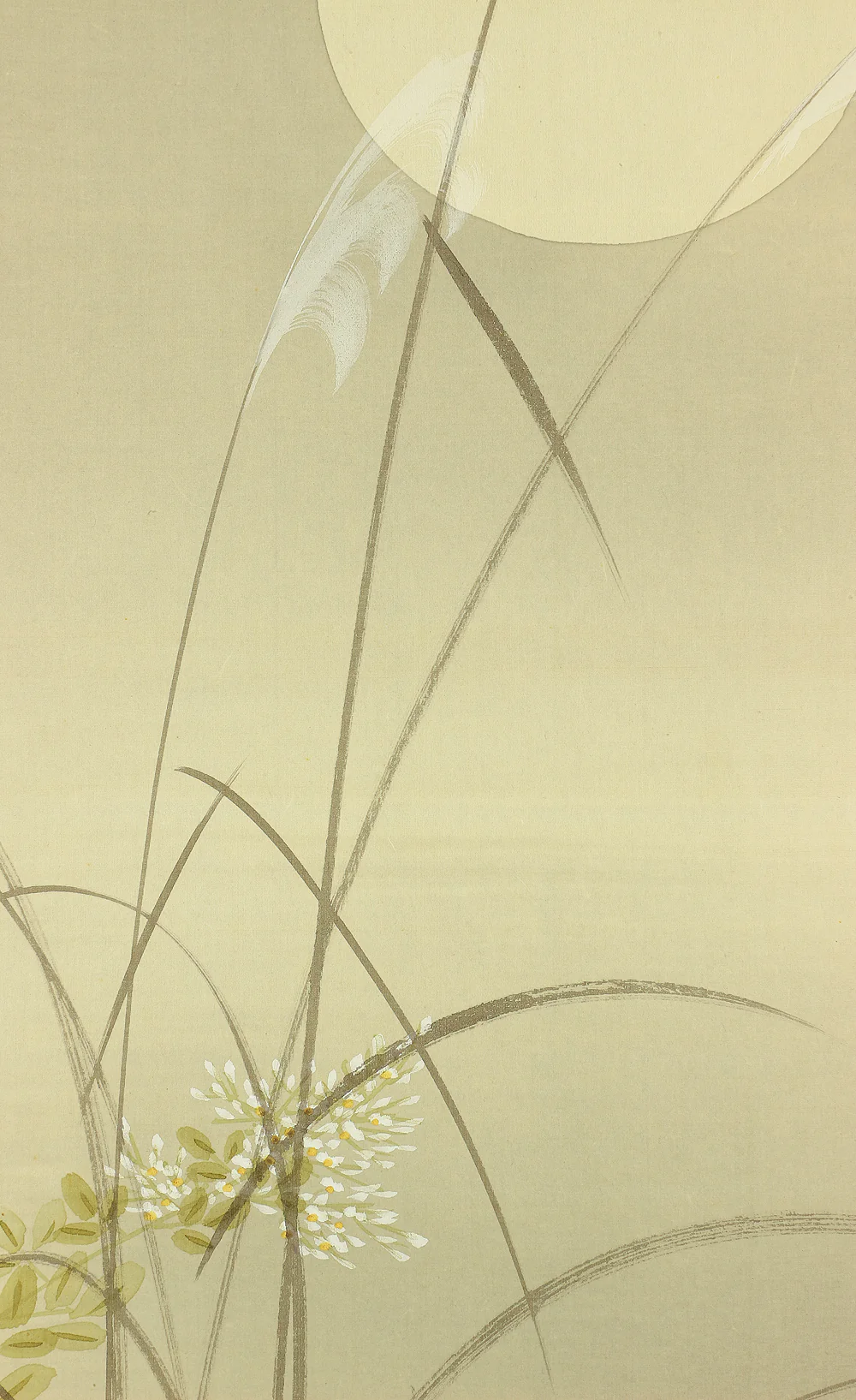 玉城 Gyokujo Japanese art kakejiku kakemono wall hanging scroll / Autumn Flowers under Full Moon and Silver Grass with Box RC527 - Image 6