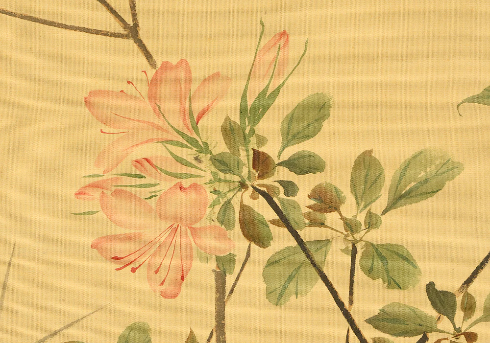 武部白鳳 Takebe Hakuho (1871-1927) Japanese art kakejiku kakemono wall hanging scroll / Sweetfish Swimming under Fowers RE848 - Image 6