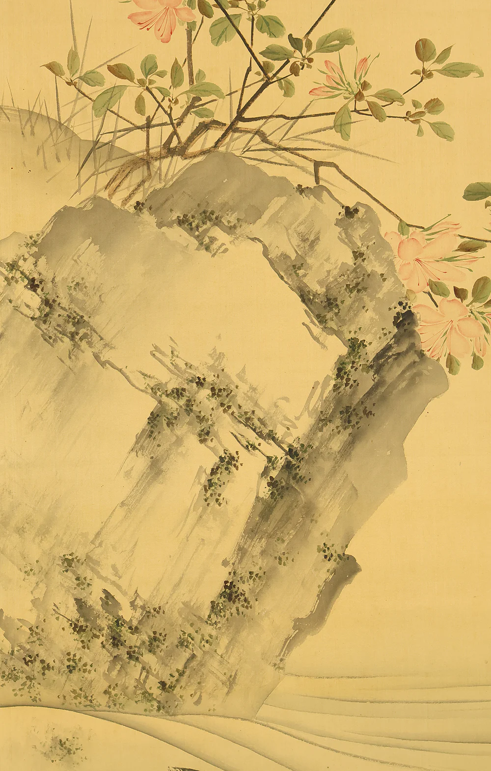 武部白鳳 Takebe Hakuho (1871-1927) Japanese art kakejiku kakemono wall hanging scroll / Sweetfish Swimming under Fowers RE848 - Image 8