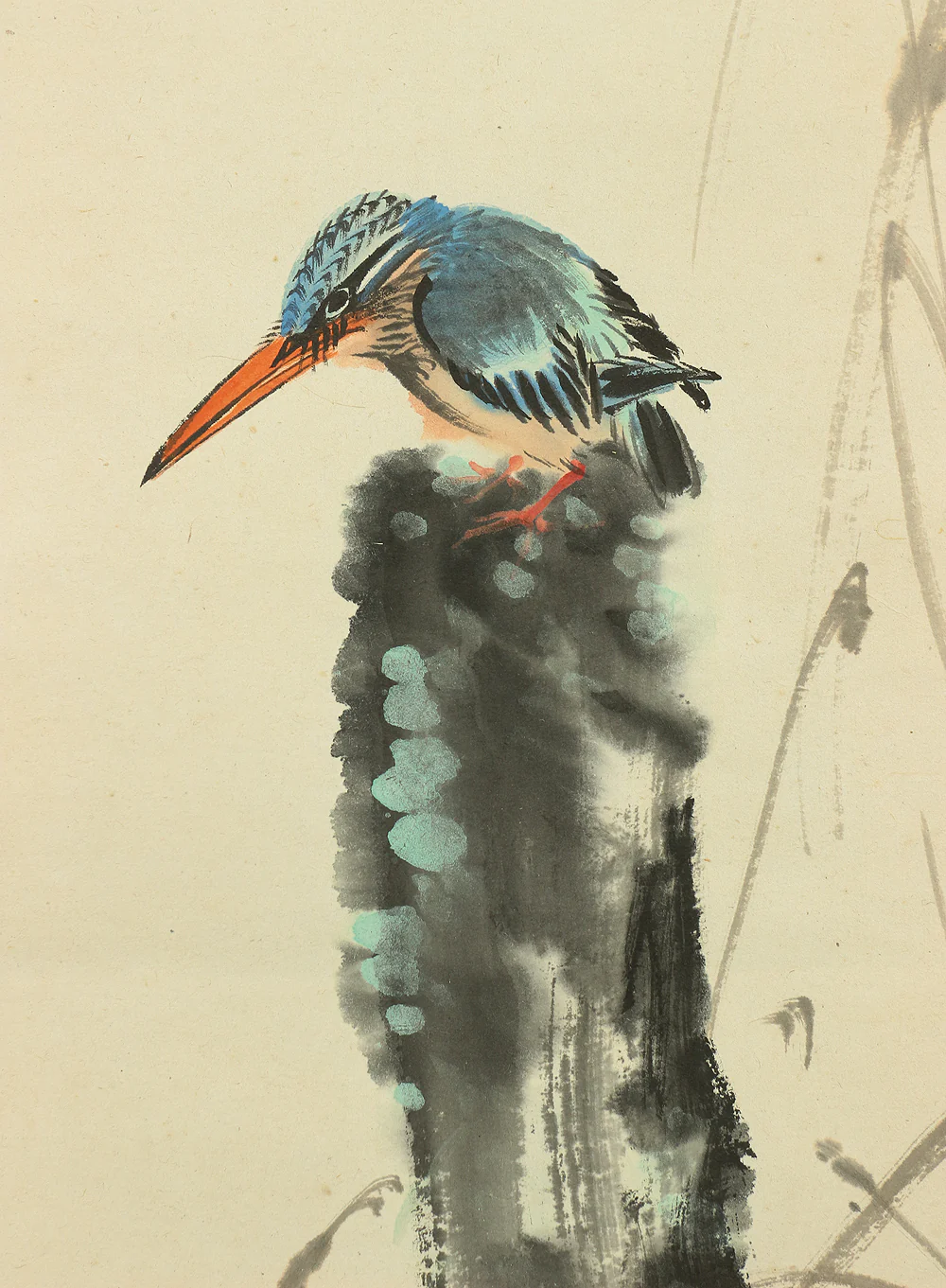 柏陵 Hakuryo Japanese art kakejiku kakemono wall hanging scroll / Kingfisher A922