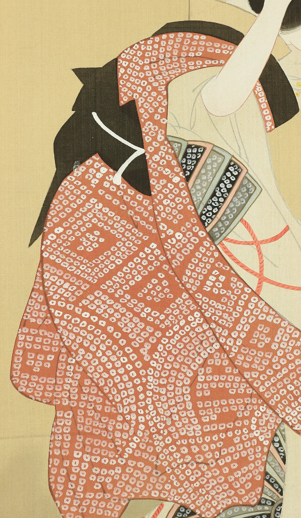弘光 Hiromitsu Japanese art kakejiku kakemono wall hanging scroll / Kimono Beautiful Woman in Hurry with Box A615 - Image 8
