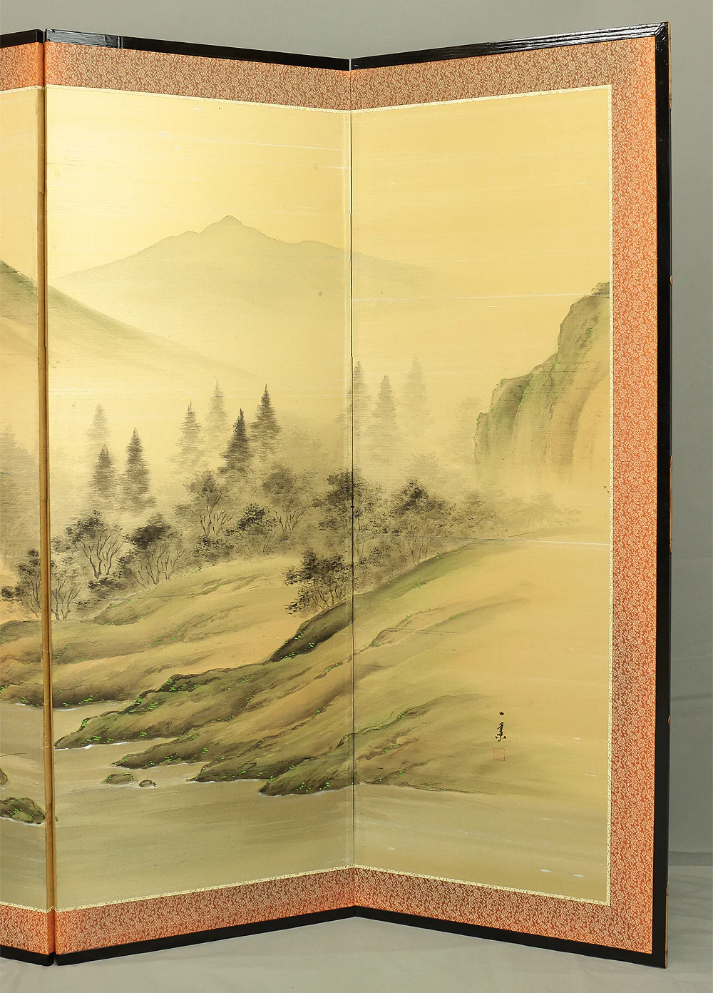 一葉 Ichiyo Japanese Room divider Byobu 6 panels Folding screen / River Rafting Country House Landscape Scenery V863 - Image 22