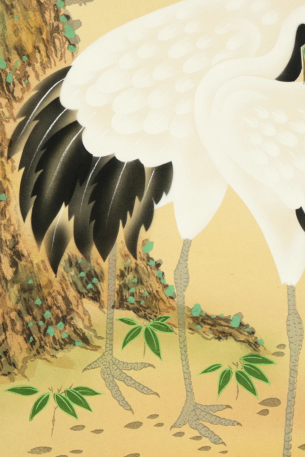 珠香 Juko Japanese art kakejiku kakemono wall hanging scroll / Cranes and Turtle Celebrating Longevity - The Symbol of Good Fortune with Original Box (Tomobako) RE373 - Image 8