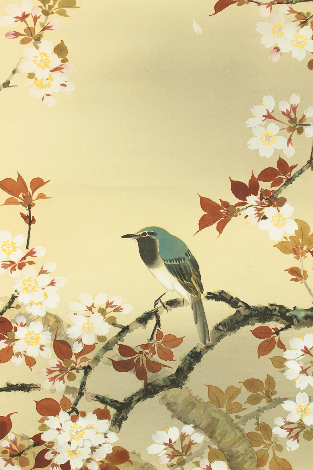 華堂 Kado Japanese art kakejiku kakemono wall hanging scroll / Cherry Blossoms and Little Bird with Box RD218 - Image 9