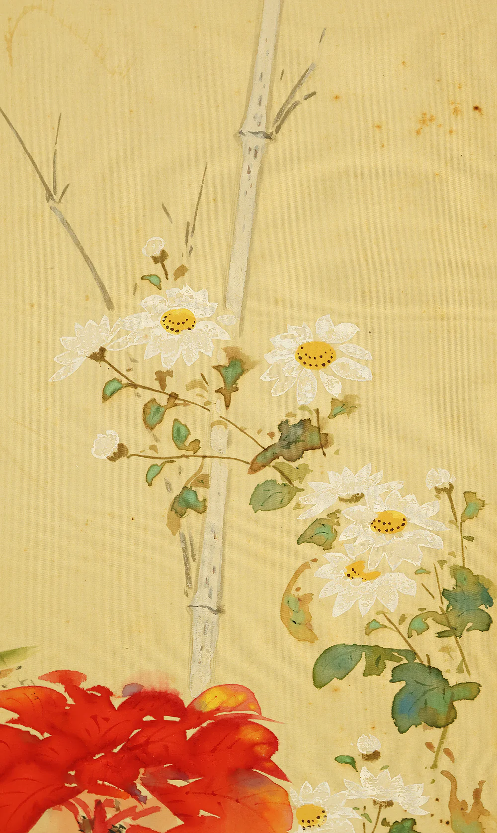 中島啓朝 Nakashima Keicho (1898-1983) 佳僊 Keisen Japanese art kakejiku kakemono wall hanging scroll / Collaboration work - Chrysanthemum, Cock's Comb, and Grasshopper with Original Box (Tomobako) RD881 - Image 6