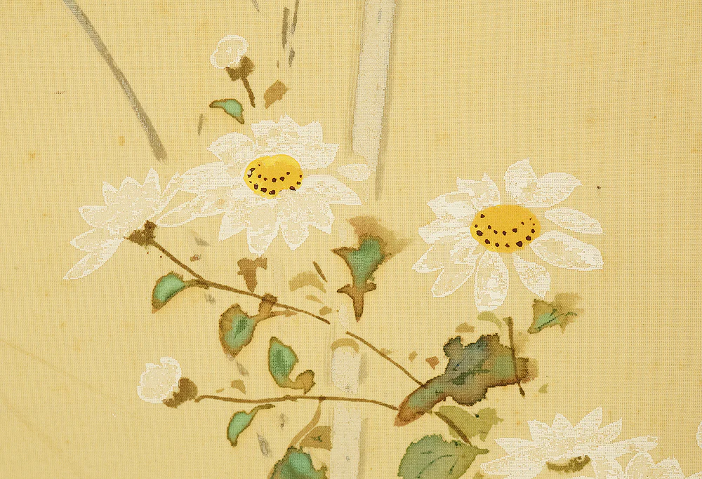 中島啓朝 Nakashima Keicho (1898-1983) 佳僊 Keisen Japanese art kakejiku kakemono wall hanging scroll / Collaboration work - Chrysanthemum, Cock's Comb, and Grasshopper with Original Box (Tomobako) RD881 - Image 7