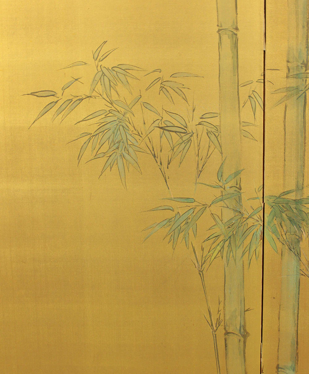 径成 Keisei Gold-Leaf 'Bamboo Grove' Byobu Two Panels Folding Screens Room Dividers VA914 - Image 10
