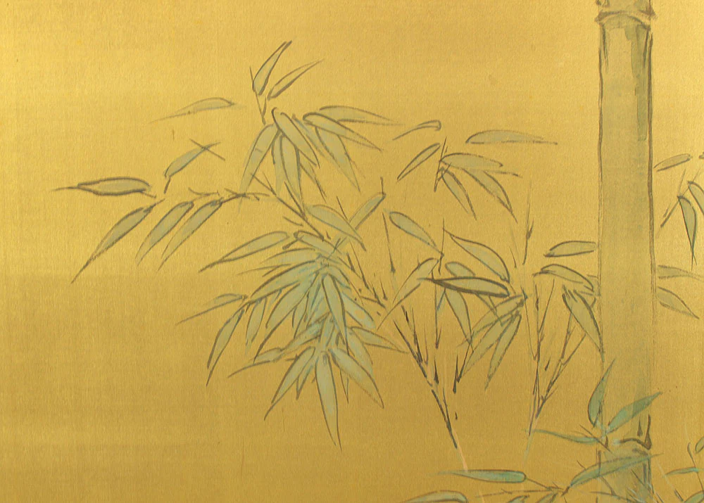 径成 Keisei Gold-Leaf 'Bamboo Grove' Byobu Two Panels Folding Screens Room Dividers VA914 - Image 11