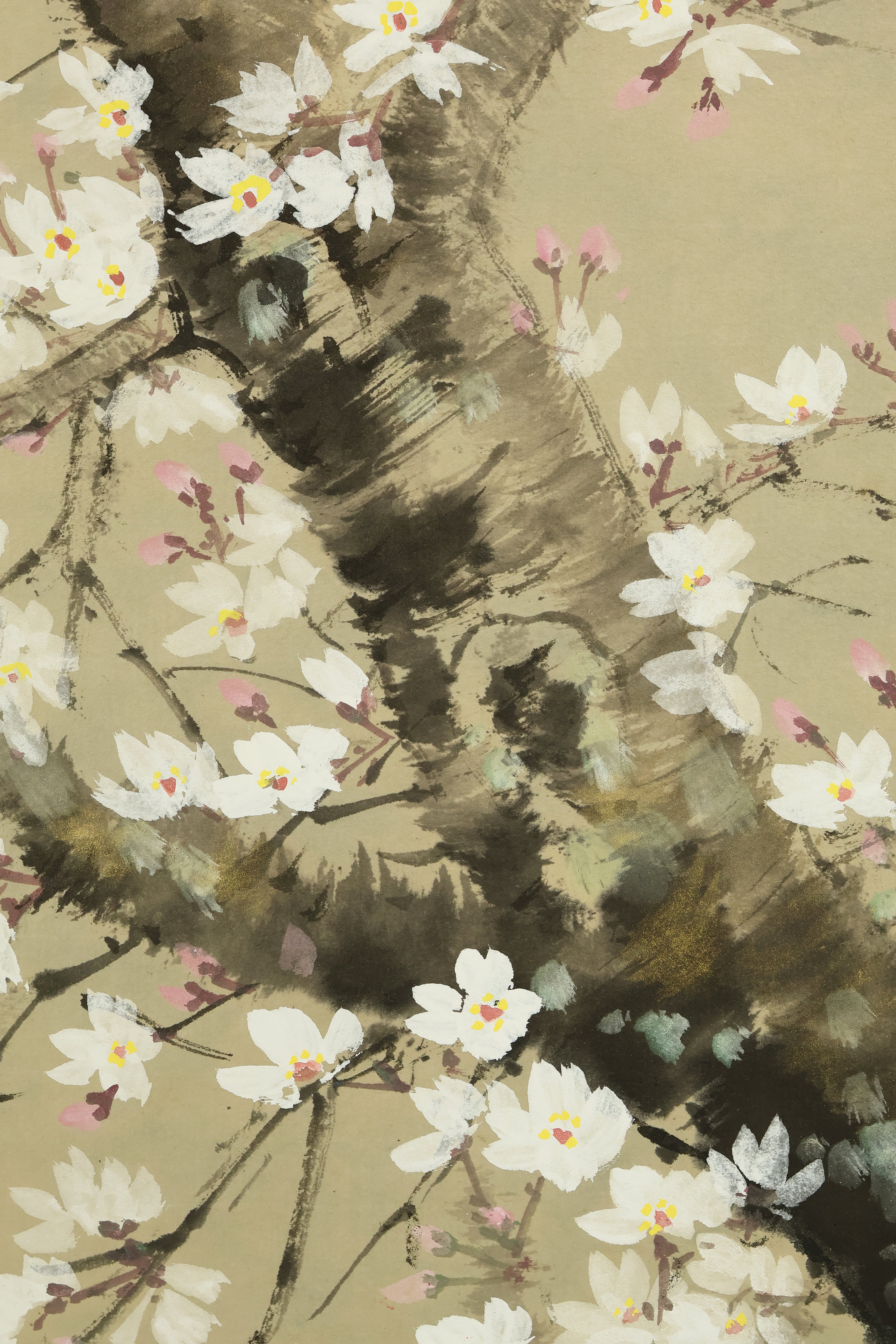 硯水 Kensui Japanese art kakejiku kakemono wall hanging scroll / Hazy Moon and Cherry Blossoms with Original Box (Tomobako) RE152 - Image 13