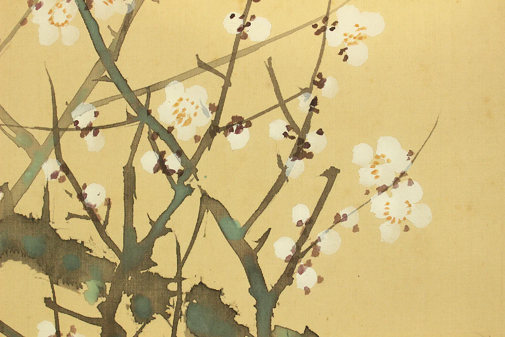 公甫 Koho Japanese art kakejiku kakemono wall hanging scroll / Moon and White Plum Blossoms with Original Box (Tomobako) RD213 - Image 11
