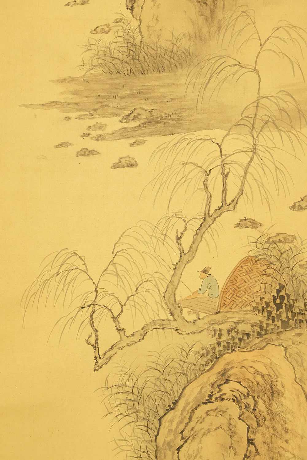 古桐 Koto Japanese art kakejiku kakemono wall hanging scroll / Sansui Mountain Landscape Rivers Fisherman with Box RE502 - Image 9