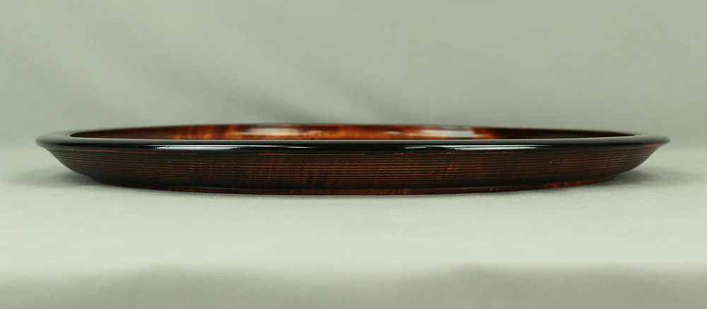 紅陽 Koyo Japanese Engraved Wooden Decorative Round Tray Bon "寿 Kotobuki (Auspicious)" design V694 - Image 11