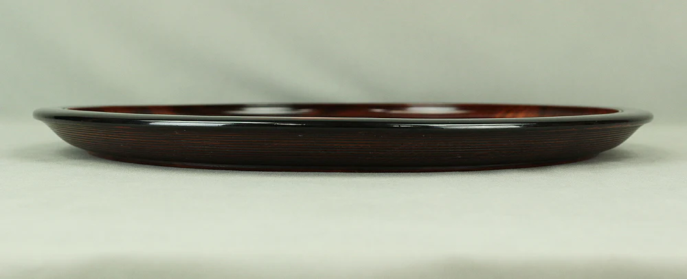 紅陽 Koyo Japanese Engraved Wooden Decorative Round Tray Bon "寿 Kotobuki (Auspicious)" design V694 - Image 12