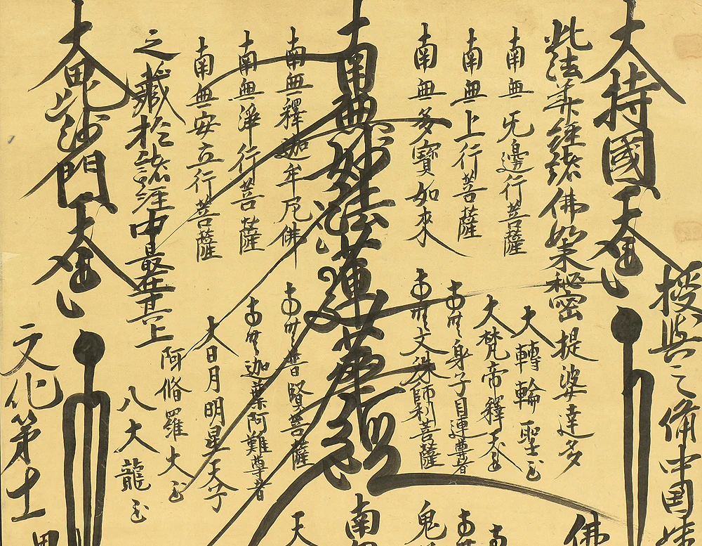 日迶 Nichiyu Age 1813, 日宏 Nichihiro Age 1822 Japanese art Buddhist kakejiku kakemono wall hanging scroll / Nichiren Mandala Gohonzon RC591 - Image 4