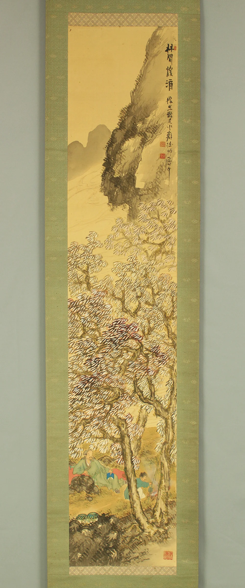 小癡拙草 Shochi Sesso Japanese art kakejiku kakemono wall hanging scroll / Sansui Landscapes Moment's Rest in Shade of Tree with Original Box (Tomobako) RD124