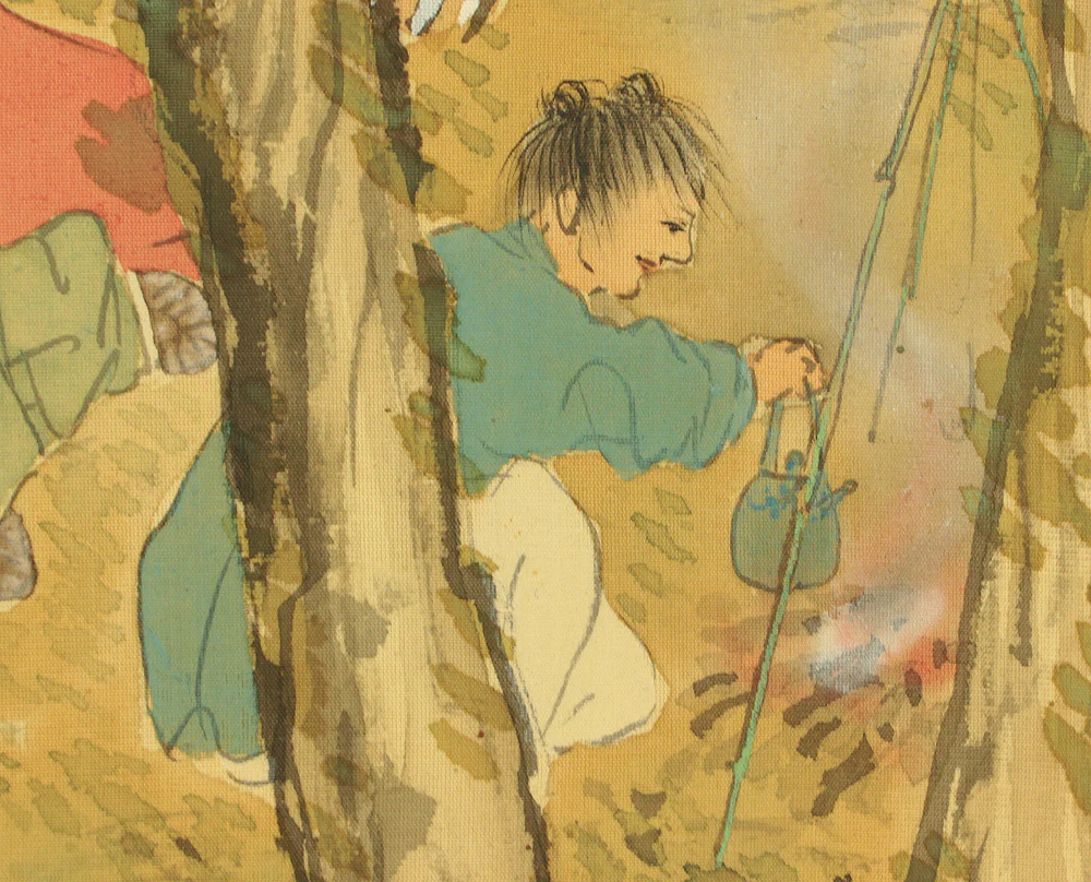 小癡拙草 Shochi Sesso Japanese art kakejiku kakemono wall hanging scroll / Sansui Landscapes Moment's Rest in Shade of Tree with Original Box (Tomobako) RD124 - Image 13