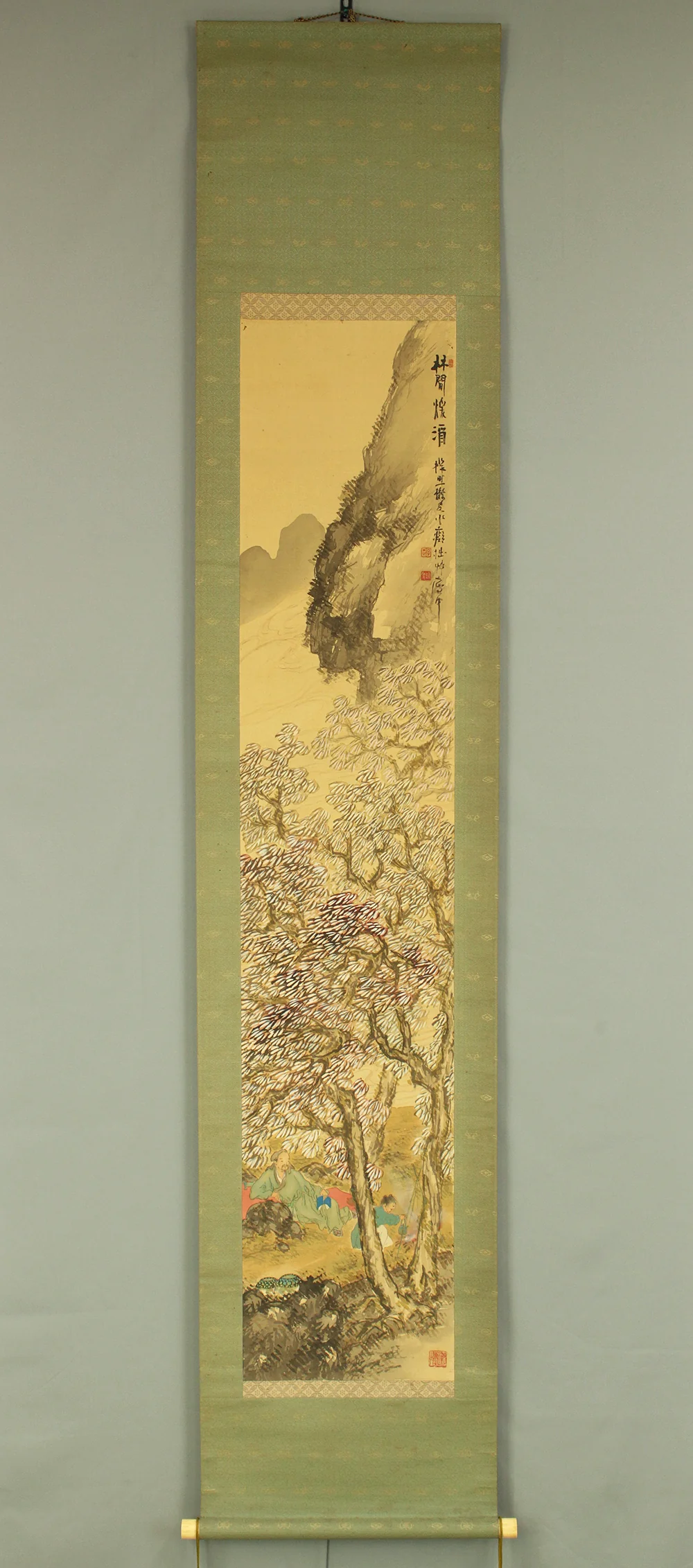 小癡拙草 Shochi Sesso Japanese art kakejiku kakemono wall hanging scroll / Sansui Landscapes Moment's Rest in Shade of Tree with Original Box (Tomobako) RD124 - Image 2