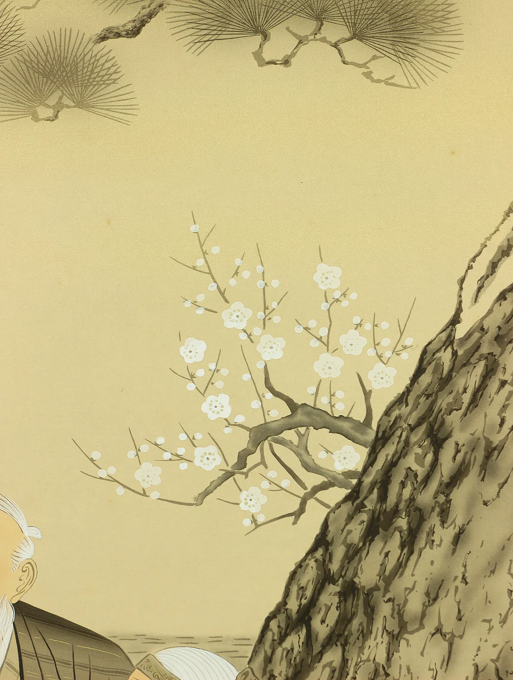 静香 Seiko Japanese kakejiku kakemono wall hanging scroll / Auspicious Painting Takasago Longevity Old Couples, Rising Sun, Crane, Turtle, Pine Tree, Bamboo, and Plum with Original Box (Tomobako) RA803 - Image 8
