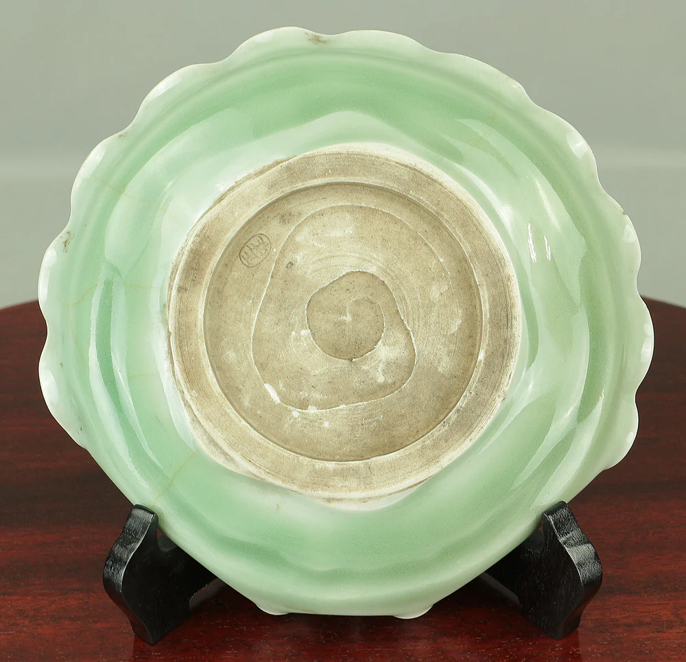 正花 Shoka Lobster in Basket design Celadon Kashi plate (Plate for confectioneries) with Box V765 - Image 18